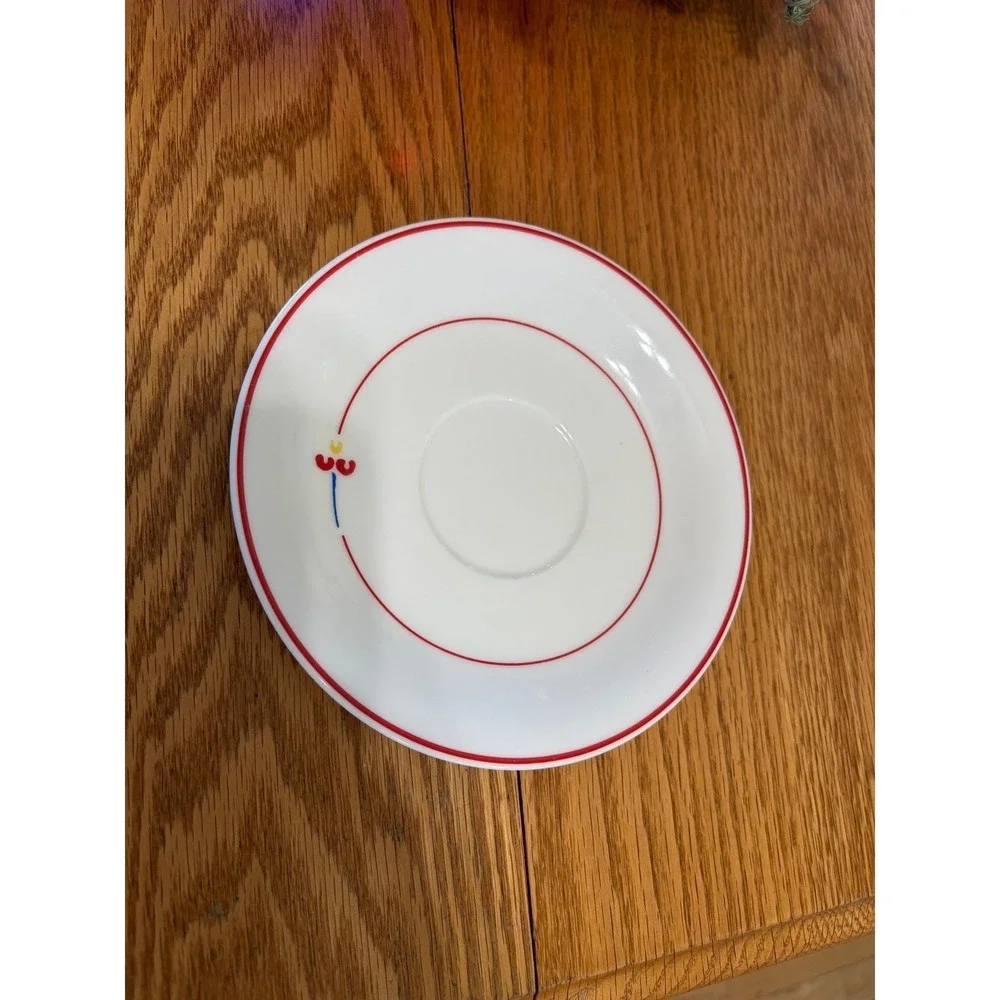 Diva Designs Tulips Japan Lot 3080 Saucer Dish Red Trim Floral‎ Accent